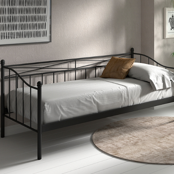 Lit banquette Sablo métal 90x200 - noir