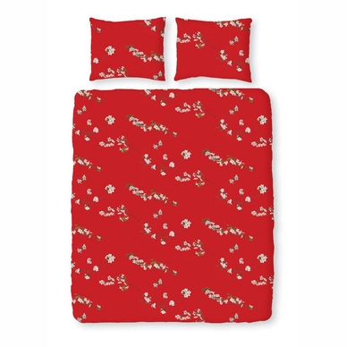 Parure de Lit Satin D'or Blossom Rouge Satin