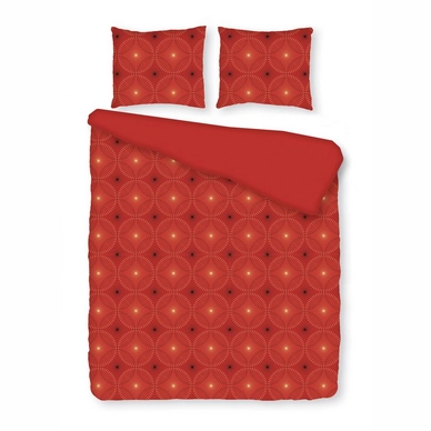 Parure de Lit Satin D'or Bonfire Rouge Satin
