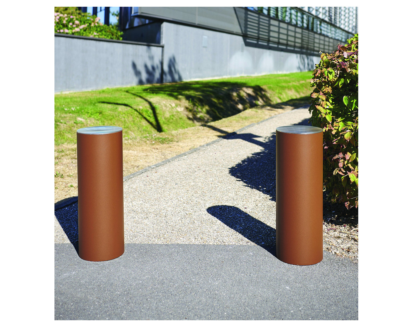 Borne acier pommeau inox