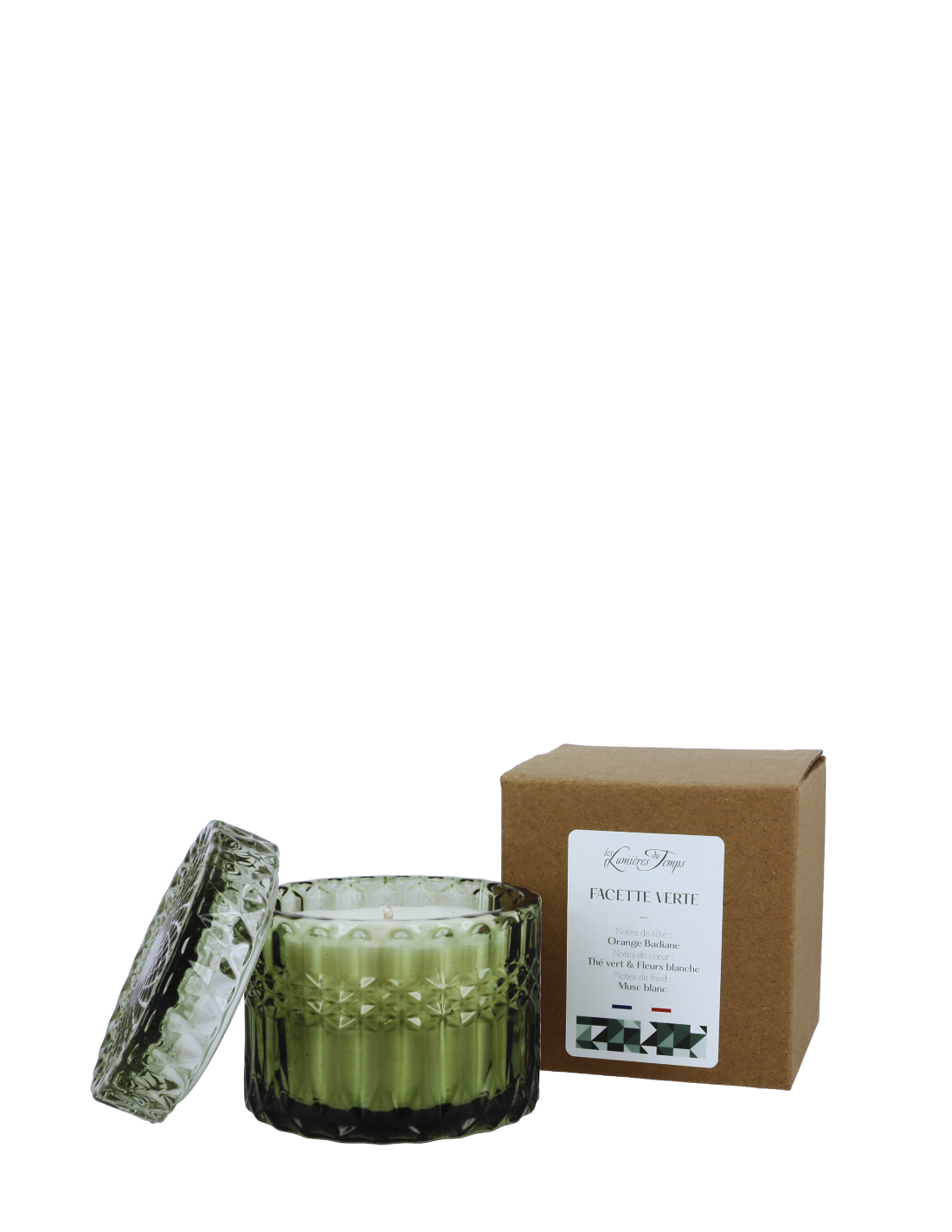 Bougie Facette Verte 220 g Thé Vert