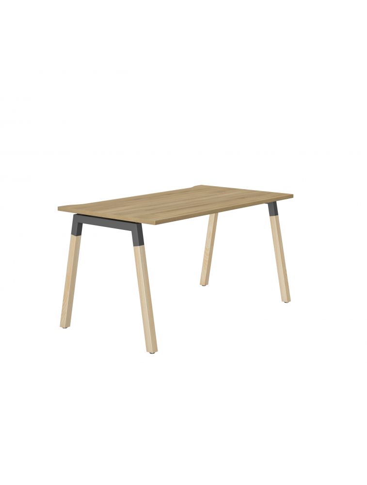 Bureaux plan de travail Connexion pieds trapèze en bois Profondeur 80 cm - Connexion Gautier Office