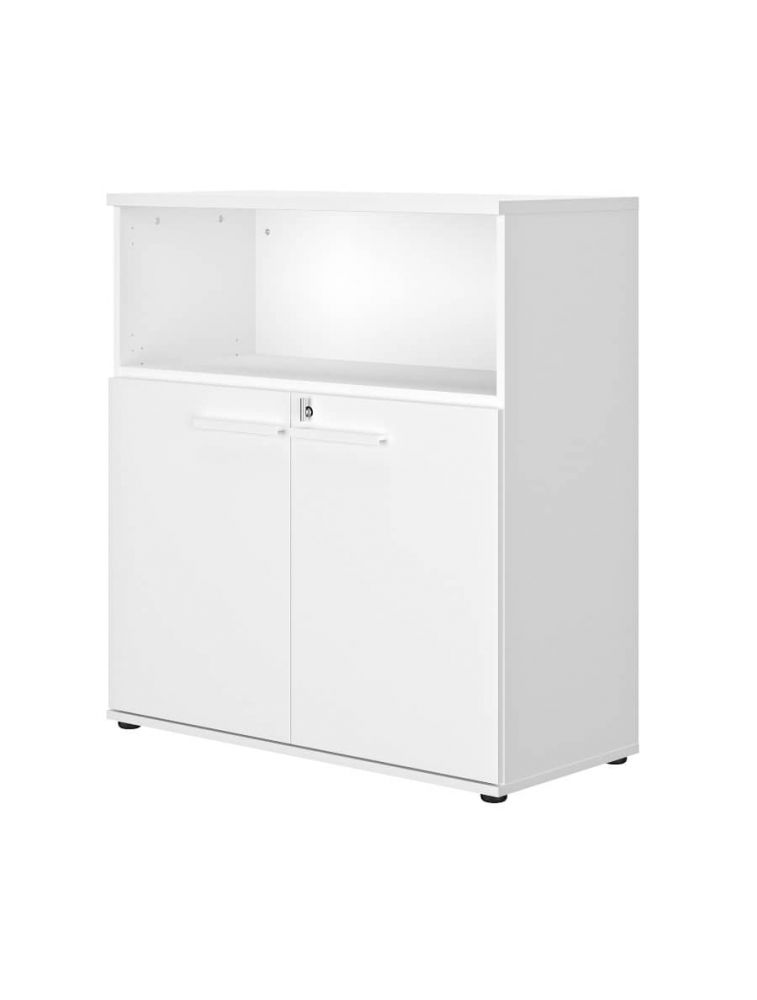 Rangement mi-haut L80 2 portes 1 niche - Connexion Gautier Office