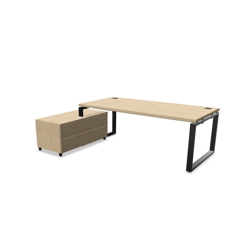 Bureau Prestige Réf. BY885M – Droit 200x100 – Tiroirs intégrés – Pour Direction – Buronomic