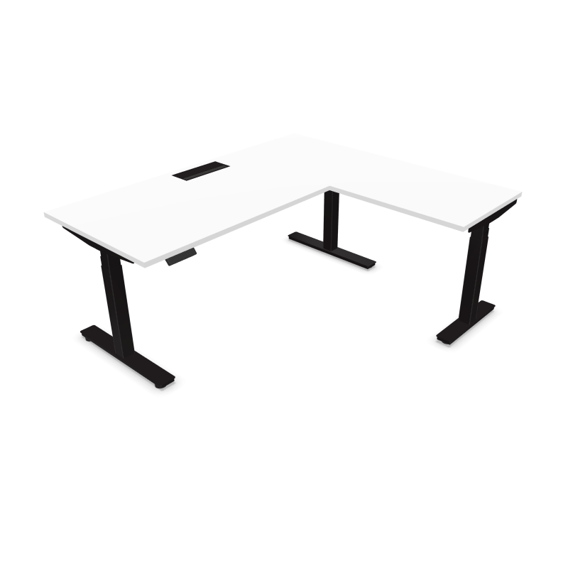 Bureau Réglable Électrique Envol Evo – Plan Droit avec Retour + Top Access – Pour Postes Ergonomiques – Buronomic