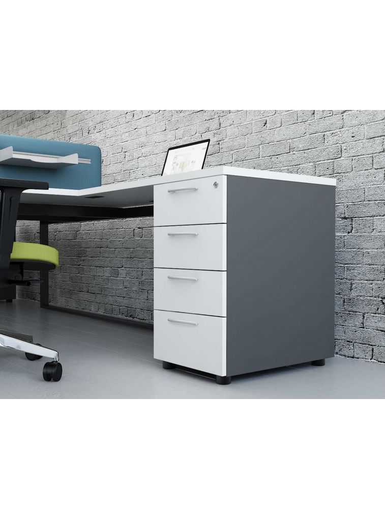 Caisson hauteur bureau mélaminé avec top d'extension - Fixes - longueur 600 mm - MDD