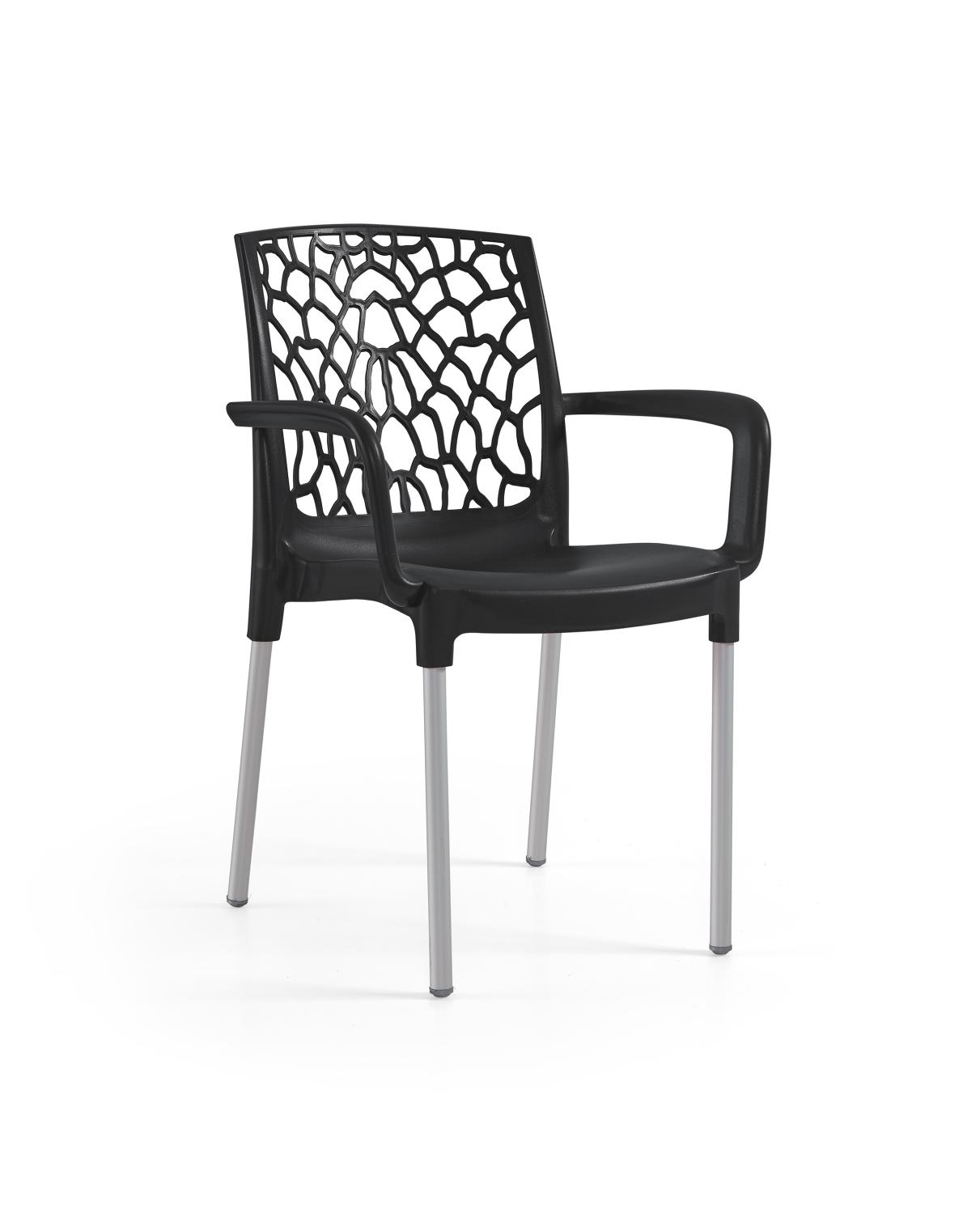 Chaise avec accoudoirs ARACNA - Confortable et Élégante avec pieds en aluminium, 4 coloris (Vendues par 4)