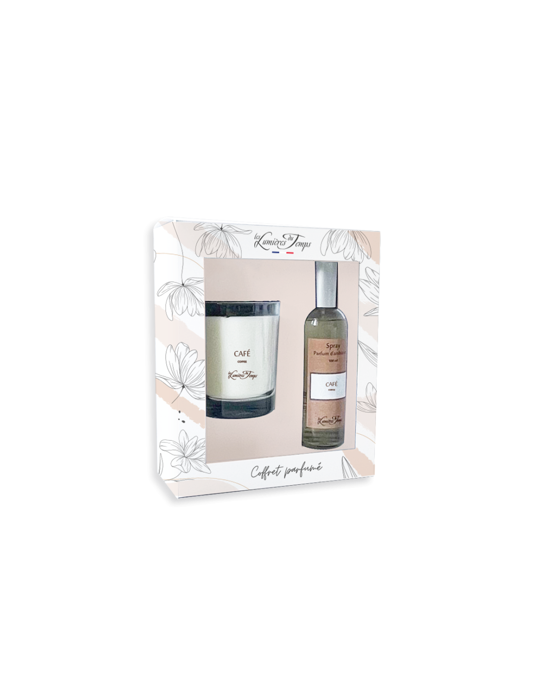 Coffret Bougie 180 g + Spray 100 ml Café