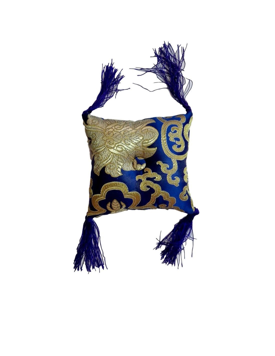 Coussin Luxe Bleu et Doré - Confort et Élégance pour une Décoration Raffinée