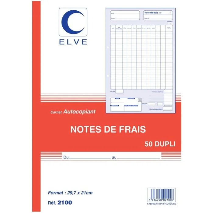 NOTE DE FRAIS Carnet autocopiant Dupli ELVE
