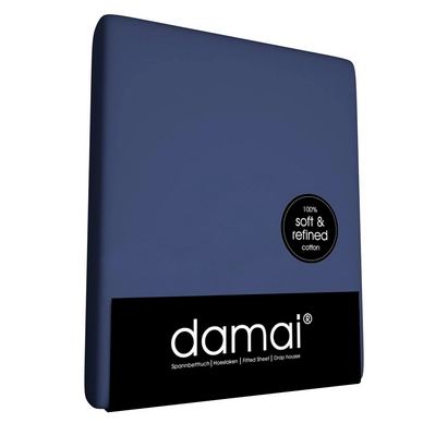 Drap-housse Damai Bleu foncé Coton