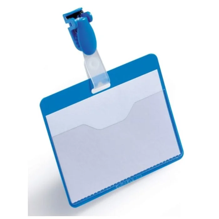 Badges avec clip et ouverture sur le haut - Bleu DURABLE Lot de 25