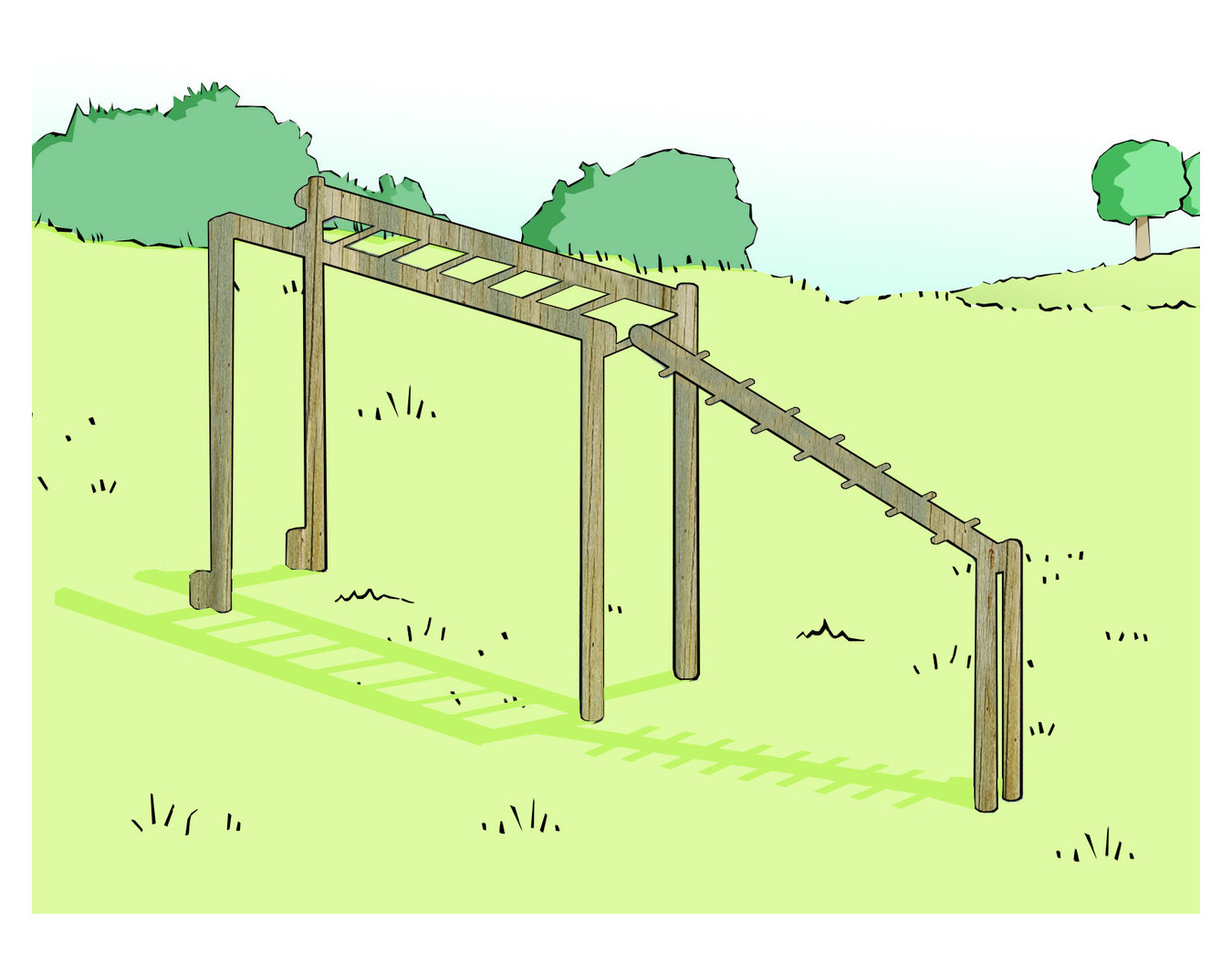 Échelle de suspension inclinée - Parcours sportif