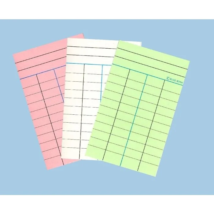 Fiches Bibliothèques - 4 Colonnes - Blanc ELVE Lot de 100