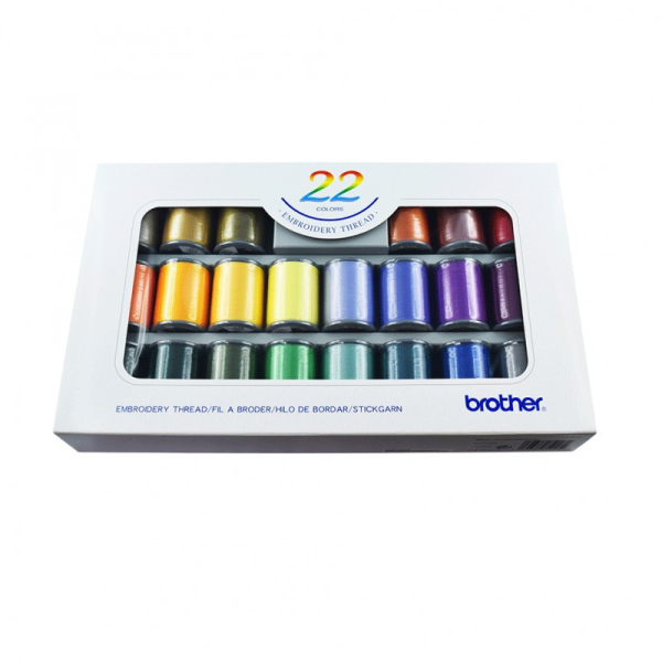 Boite de fils à broder brillants BROTHER ( 22 couleurs x 300m)