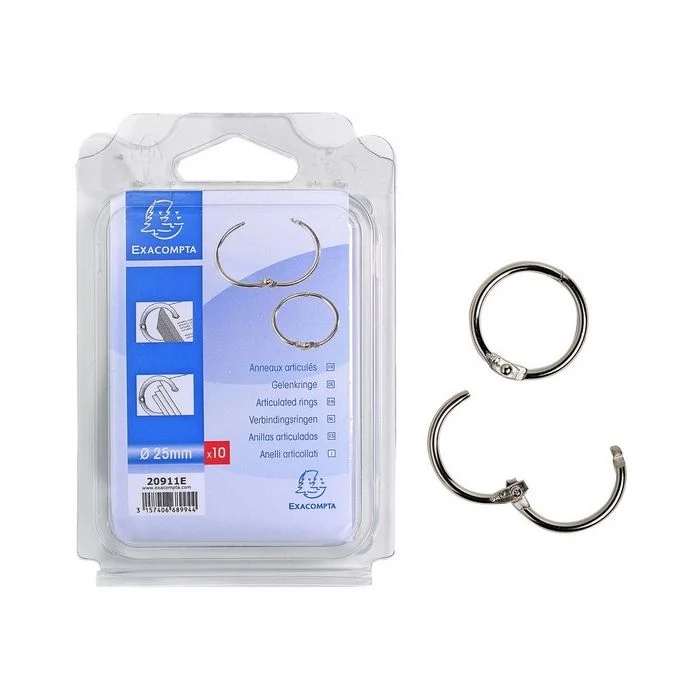 Anneaux articulés en acier - 25 mm EXACOMPTA Lot de 10