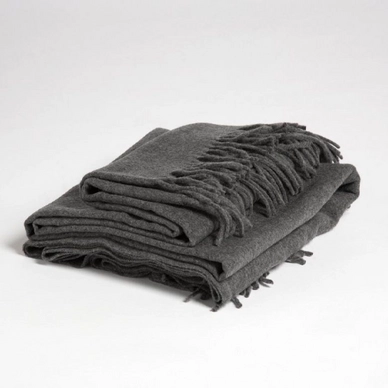 Cachemire Plaid Yumeko Gris Foncé Laine