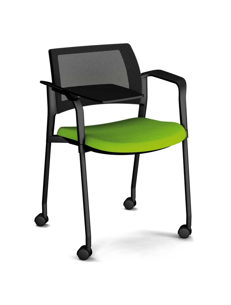 KYOS R | Fauteuil 4 pieds s/roulettes, assise tapissée, dos bas résille| SOKOA