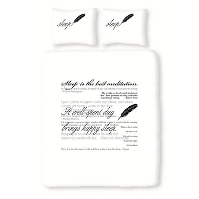 Parure de Lit Satin D'or Poème Blanc Satin