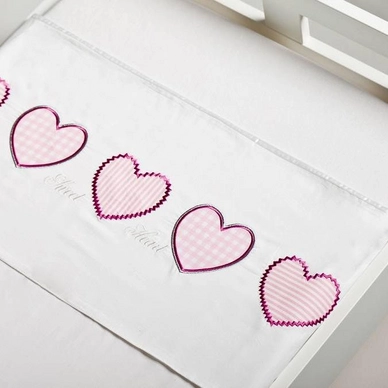 Drap Lit Bébé Briljant Heart Blanc Rose (Coton)