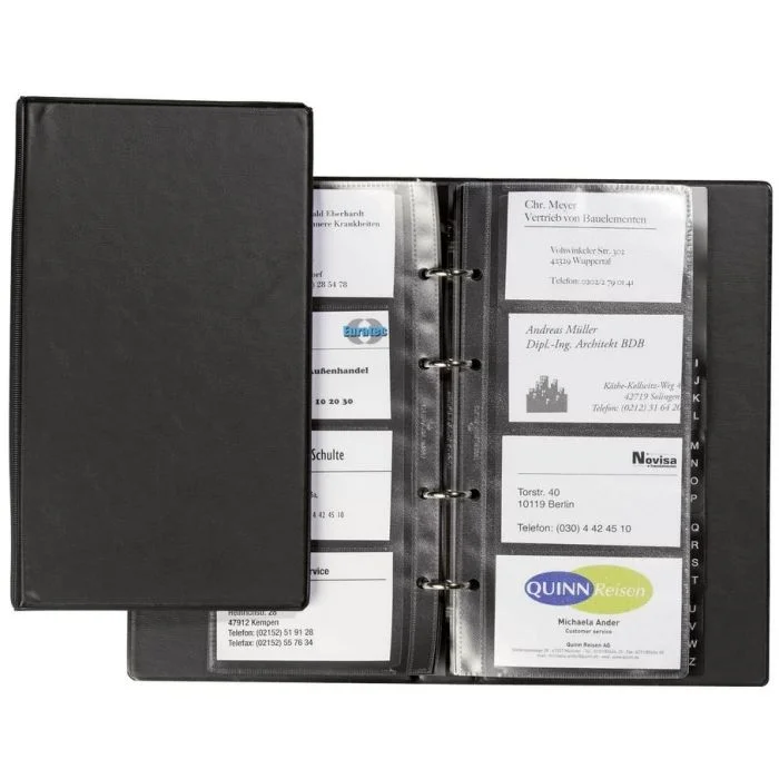 Classeur à anneaux 96 cartes de Visite - PVC noir DURABLE Visifix Economy