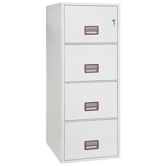 Armoire ignifugée 1 H 30 - Dossiers suspendus 4 tiroirs - Serrure à clé PHOENIX FIRE FILE FS2254K