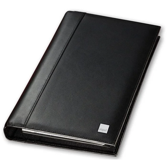 Classeur à anneaux 160 cartes de Visite - Cuir noir SIGEL Torino