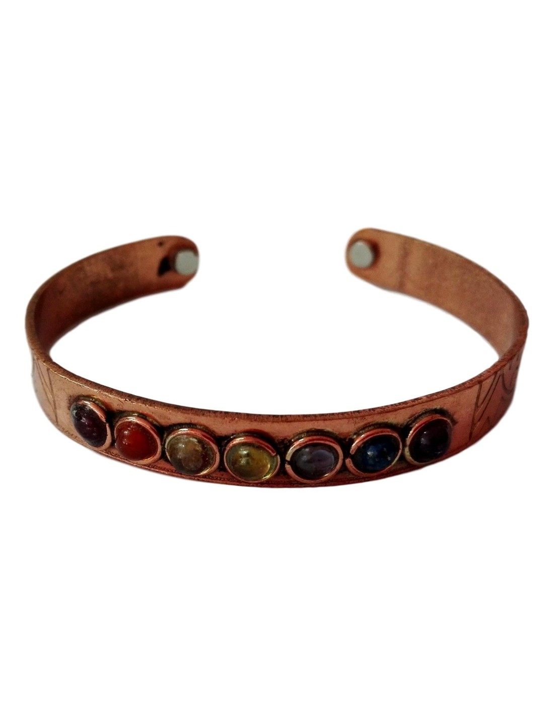 Jonc artisanal en cuivre avec cristaux 7 chakras pour équilibrer et harmoniser votre énergie