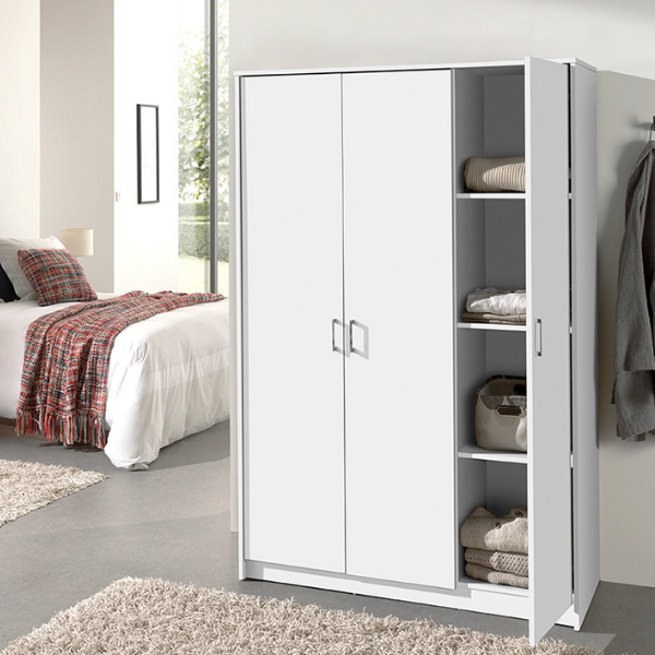 Armoire Ray 120cm avec 3 portes - blanc