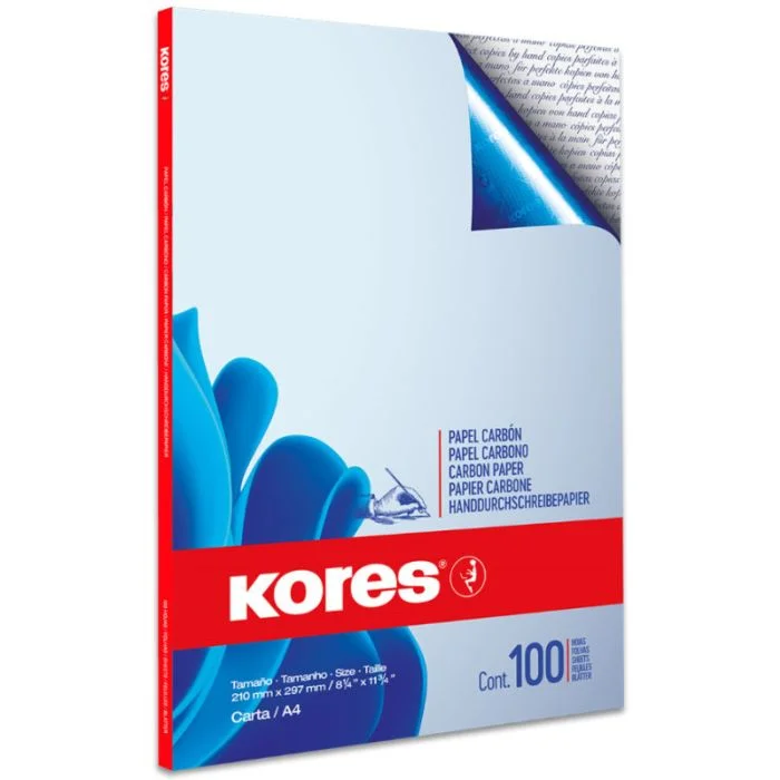 Feuilles de Papier Carbone - A4 - Bleu KORES Lot de 100