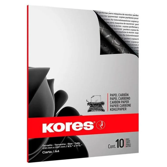Papier Carbone - A4 - Noir KORES Lot de 10 feuilles