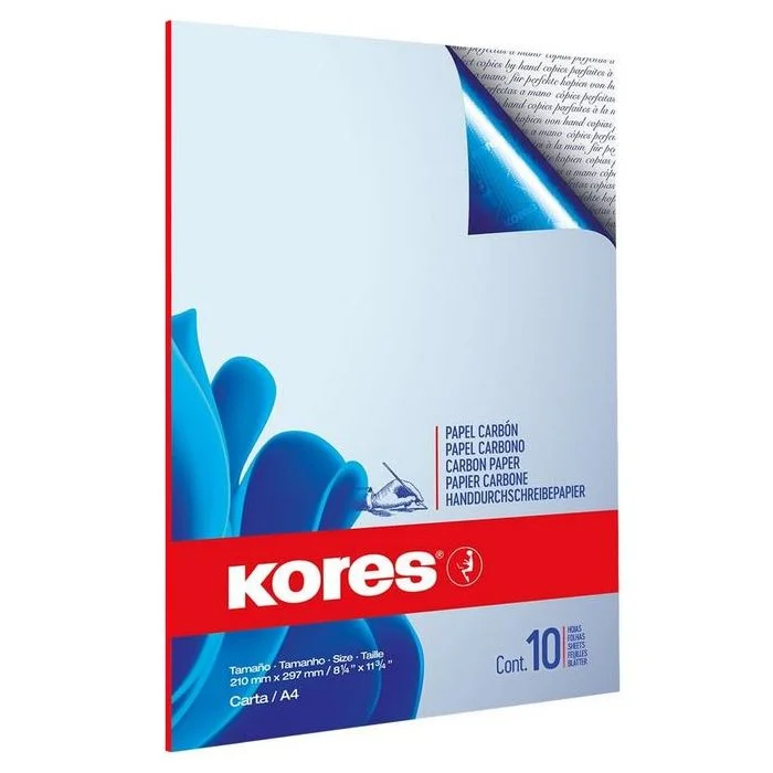 Feuilles de Papier Carbone - A4 - Bleu KORES Lot de 10