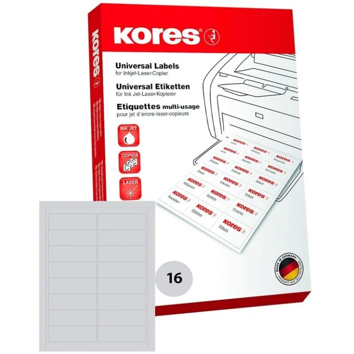 Étiquettes adhésives blanches - 99,1 x 33,9 mm KORES L9933 Lot de 1600