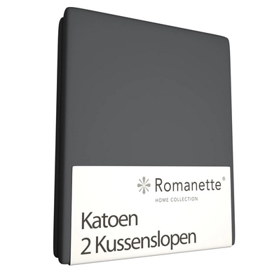 Taies d'Oreiller Romanette Gris (Coton) (Set de 2)