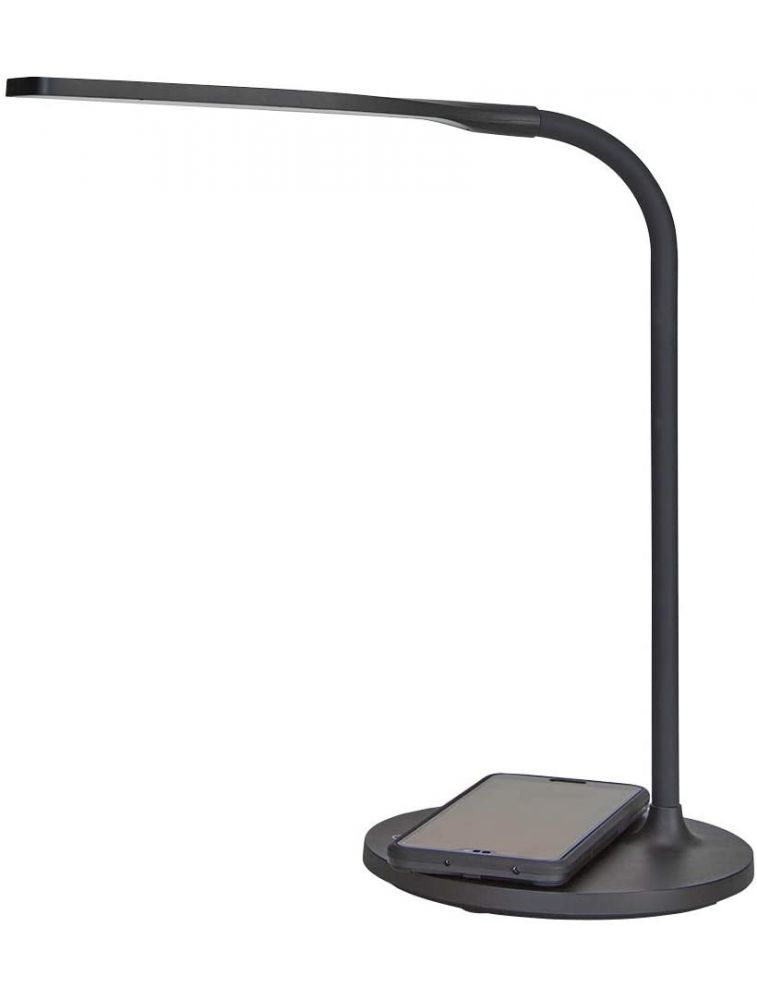 Lampe LEDSMART ALBA de bureau LED avec chargeur Qi pour téléphone, Noir