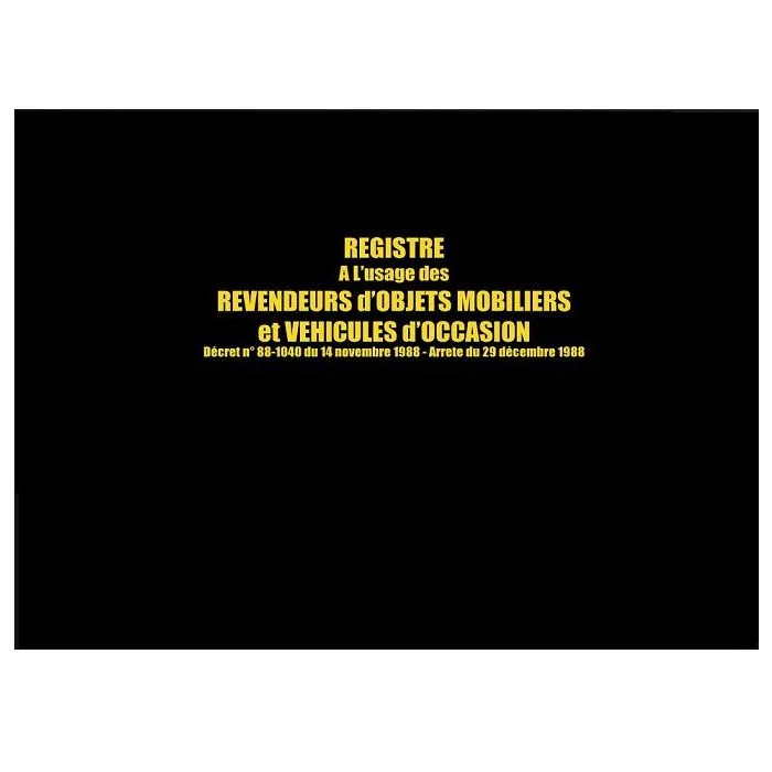 Livre de Police - Garagiste et vendeur de véhicules d'occasion ELVE