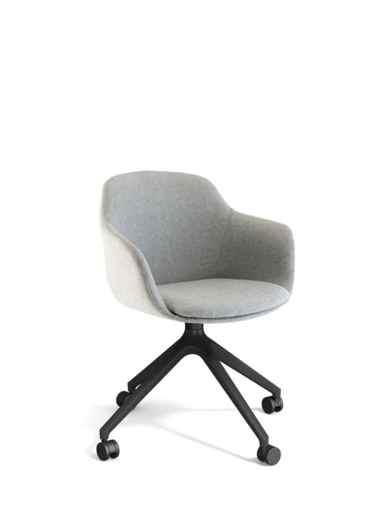 Loria|Fauteuil réunion giratoire sur roulettes tapissée| Sokoa