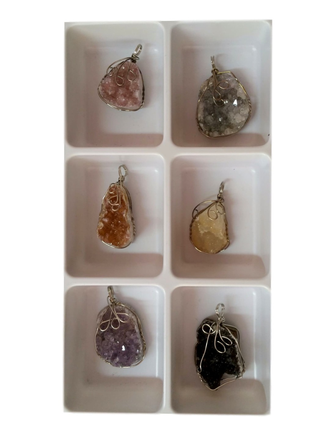 Lot de pendentifs druses variées enchassés - Pierre naturelle - Bijoux énergétiques