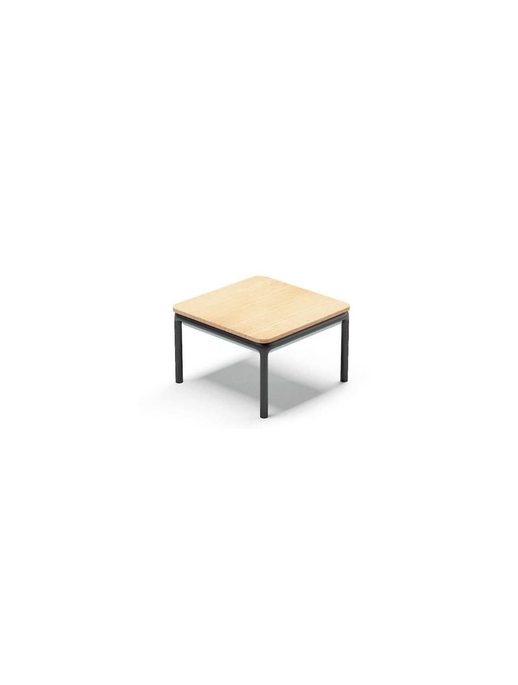 LOTUA | Table basse carrée, plateau chêne blanchi avec coussin encastrable | Sokoa