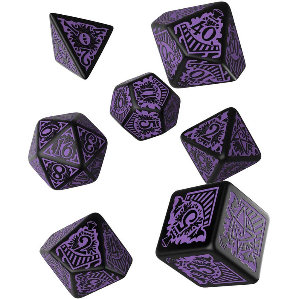 COC Horror sur Orient Express Black & Purple Dice Set de 7
