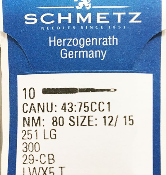 Aiguilles pour machine à coudre industrielles SCHMETZ LWXT5 T Schmetz - Paquet de 10 aiguilles