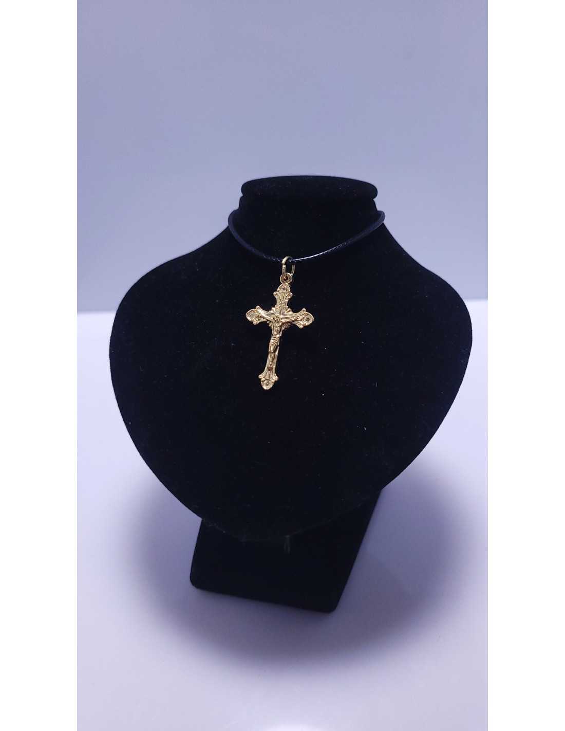 Médaille Croix de Jésus en métal doré - Symbole de foi et protection divine | Encens.fr