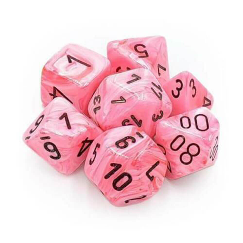 Chessex Polyédral 7-DIE Vortex Snow Pink / Black Set