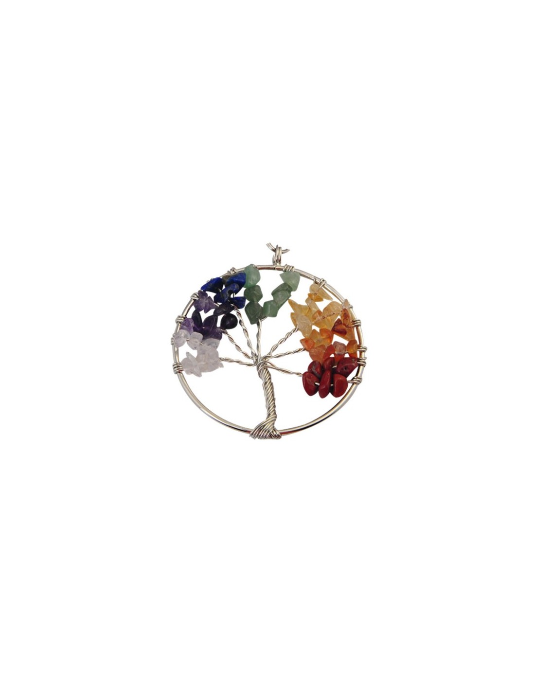 Pendentif Arbre de Vie avec Véritables Pierres 7 Chakras : Harmonisez votre énergie et éveillez votre spiritualité