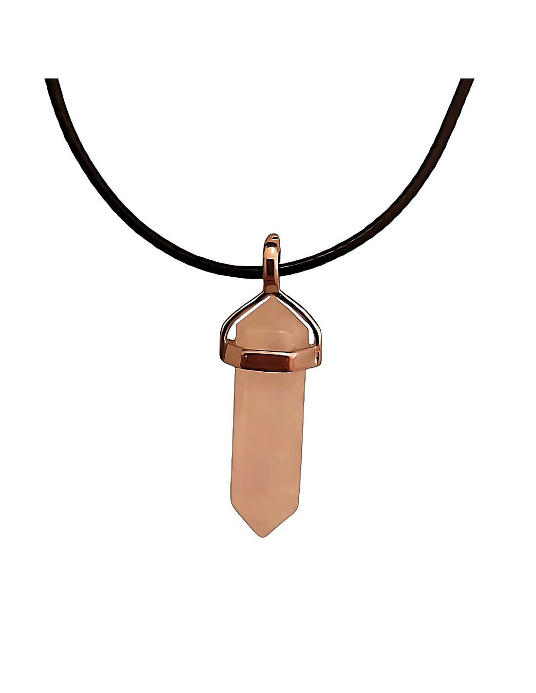 Pendentif pointe biterminée en Quartz Rose