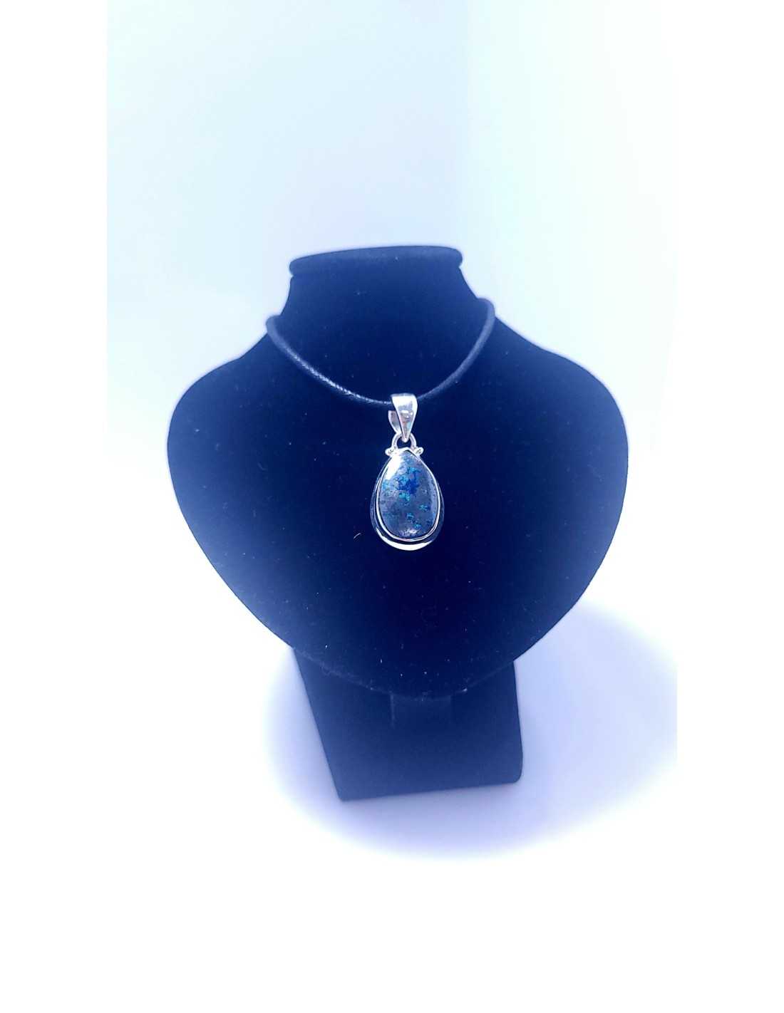 Pendentif cerclé argent en Azurite Malachite 6g - Un bijou élégant pour une énergie apaisante et protectrice