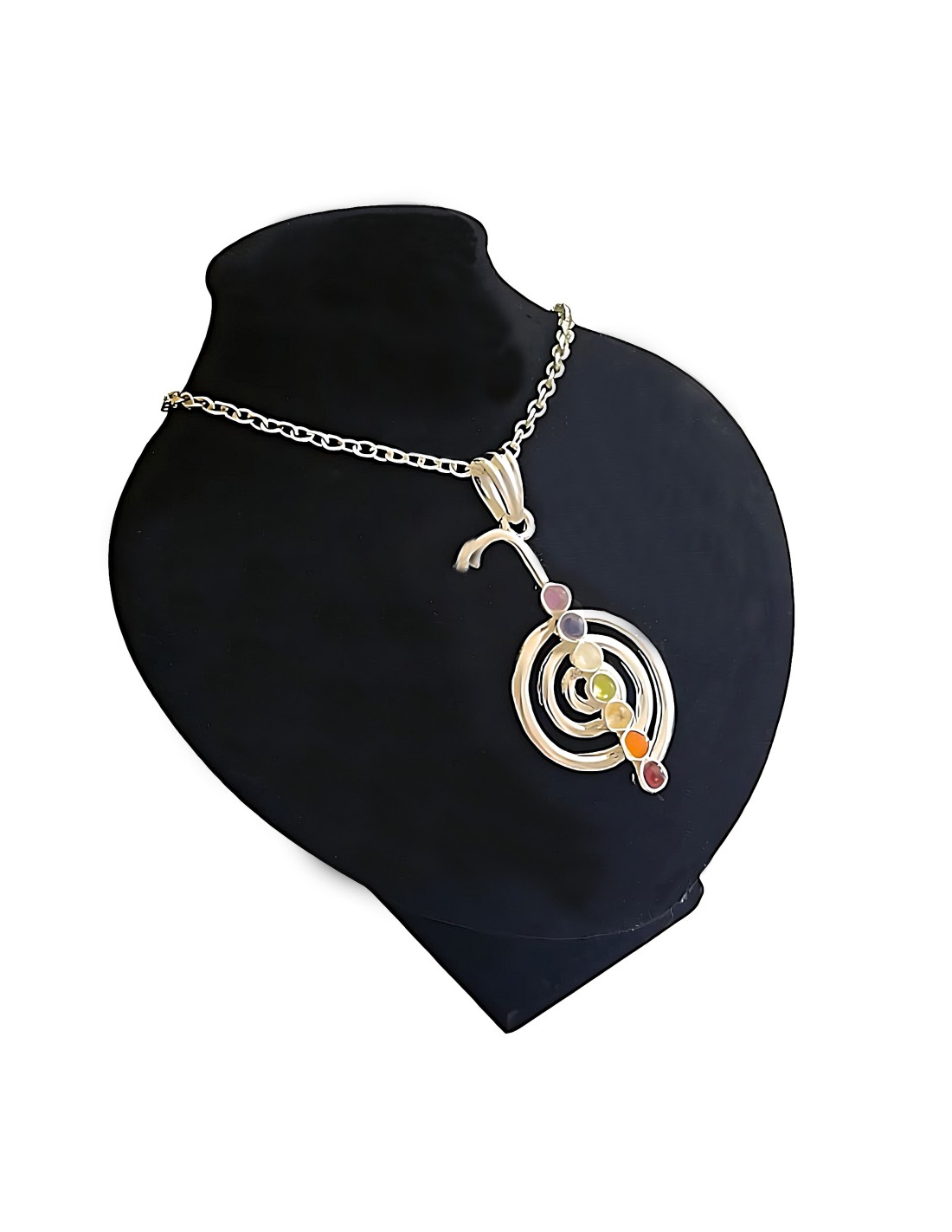 Pendentif Cho Ku Rei 7 Chakras en métal argenté