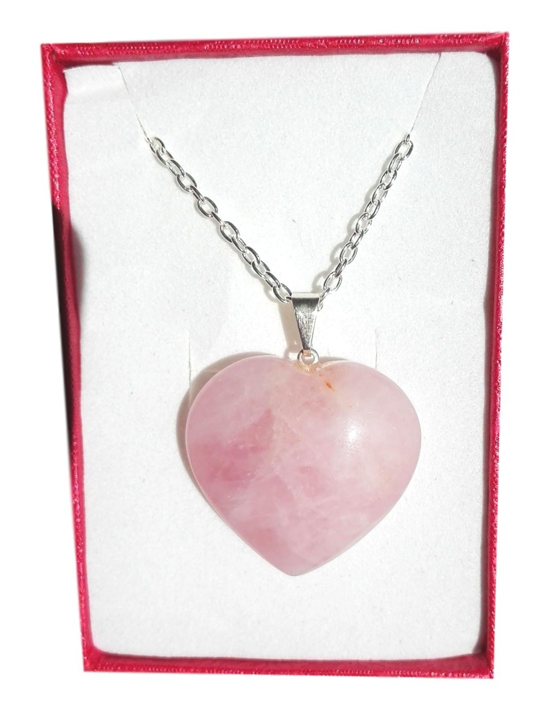 Pendentif coeur en Quartz rose avec chaîne en argent - Élégance et amour incarnés