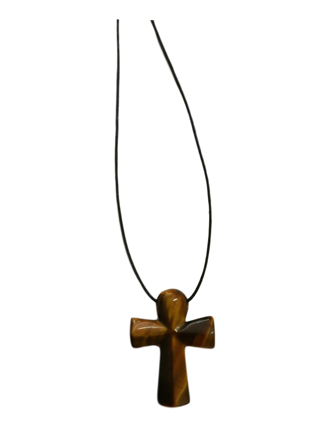 Pendentif croix Ankh en œil de tigre - Symbole de protection et énergie positive