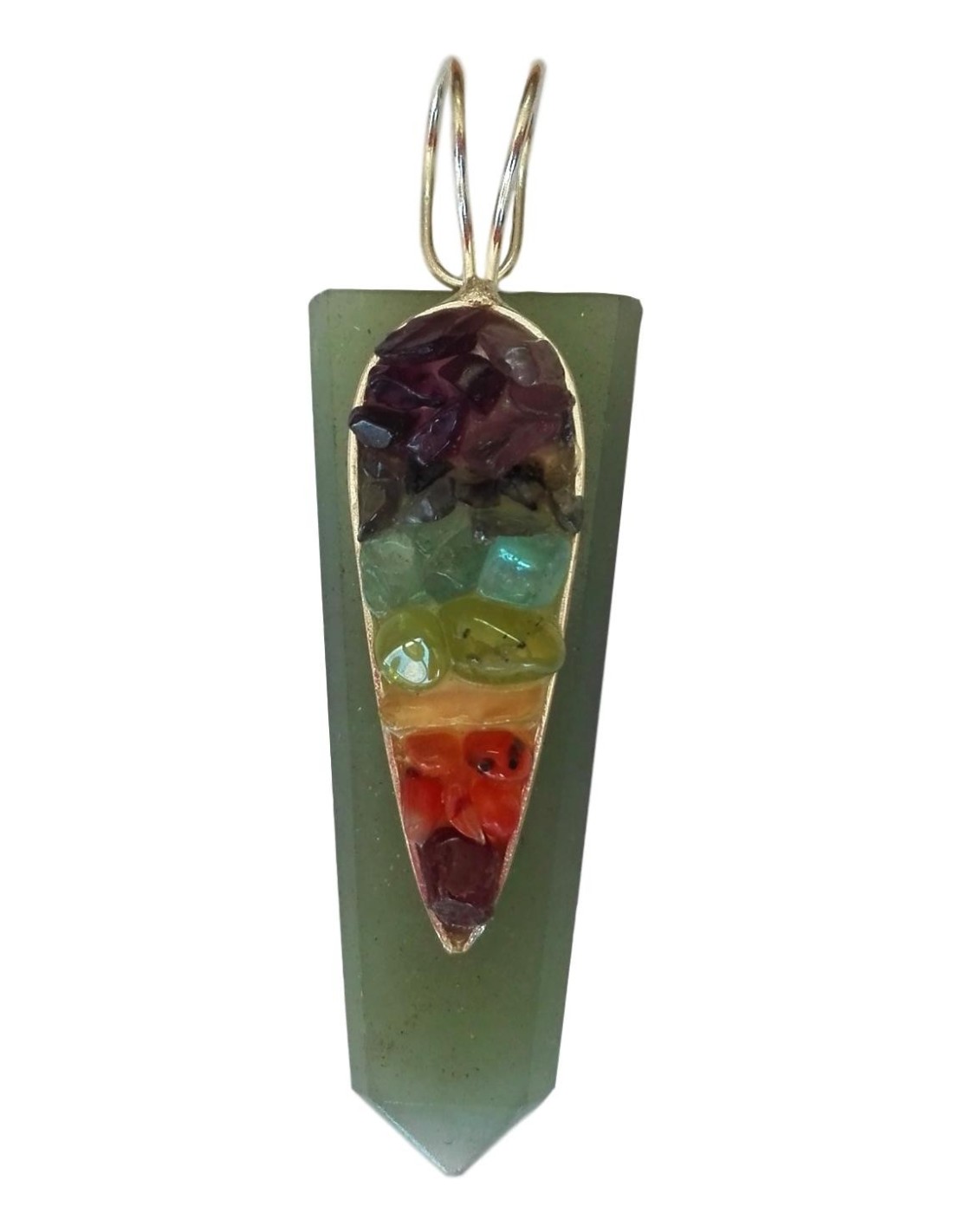 Pendentif des 7 chakras en aventurine - Équilibre et Harmonie énergétique